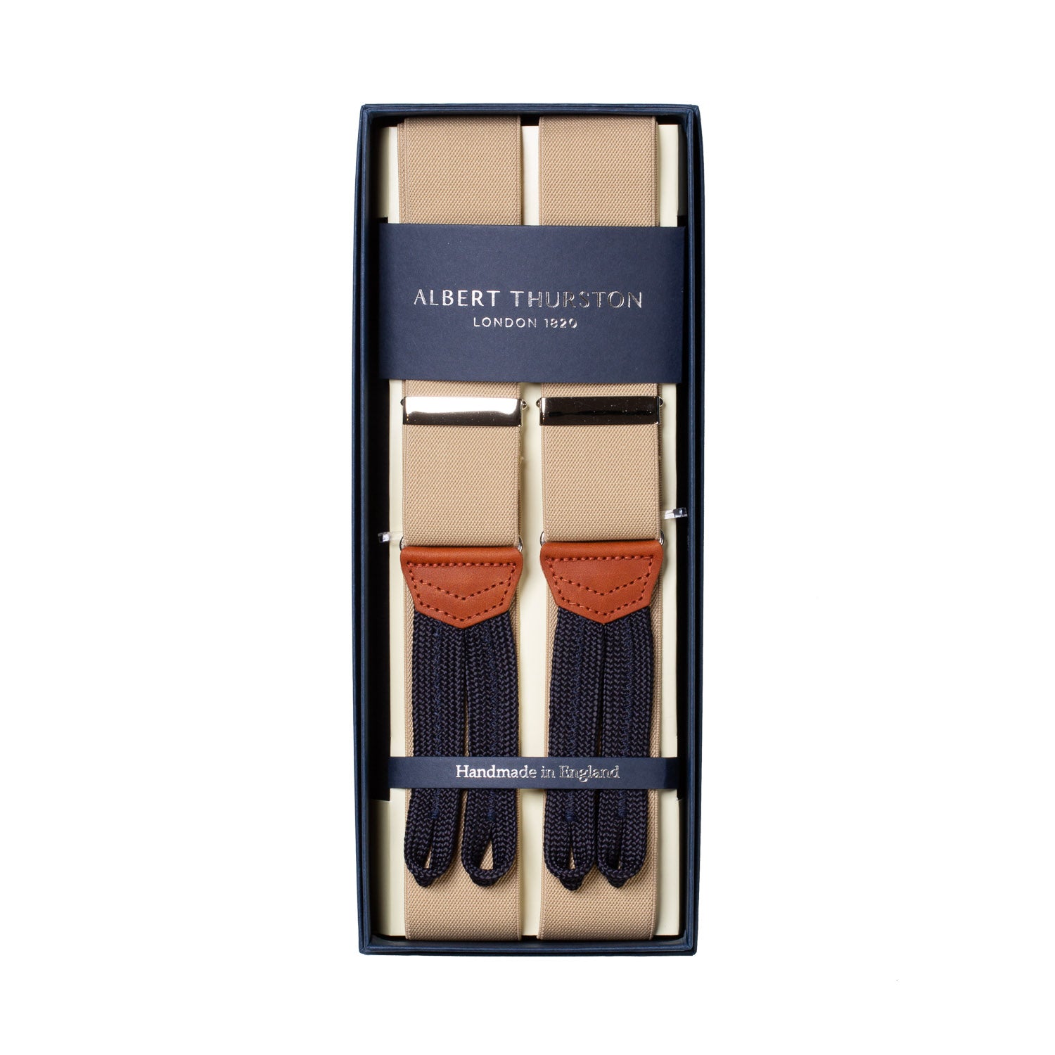 Sand-Colored Elastic Button Suspenders